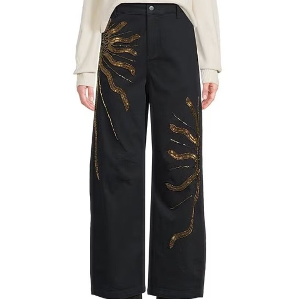 Chelsea & Violet Livia Black Barrel Leg Denim Jeans, US 2